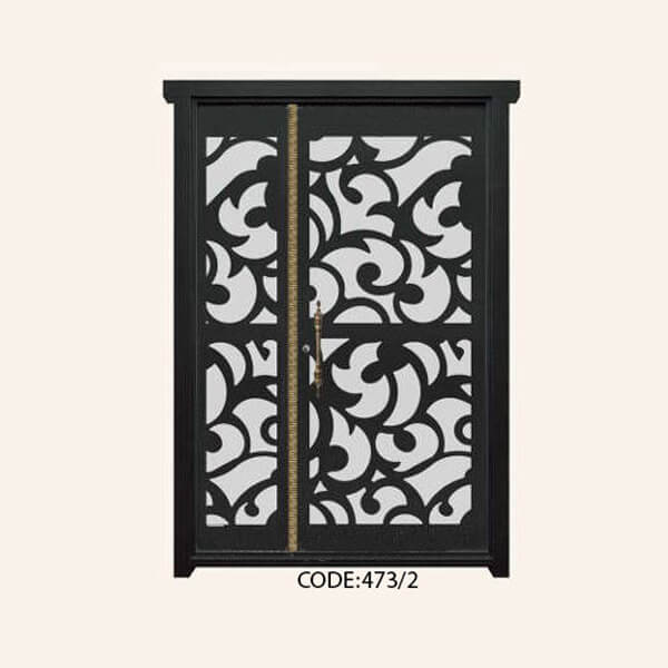 درب یک و نیم لنگه فلزی CNC طرح 473