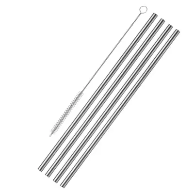 ۴ عدد نی استیل صاف + برس تمیز کننده Stainless Steel Drinking Straws »Edelstahl« وست مارک