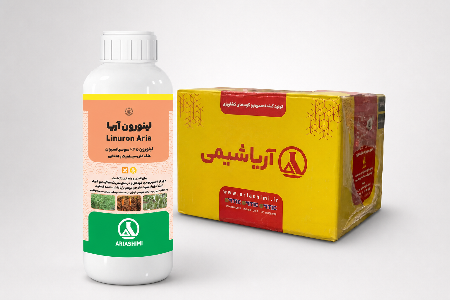 علف کش لینورون ۴۵٪ SC آریاشیمی – بطری ۱ لیتری (فروش عمده – کارتن ۱۲ عددی)