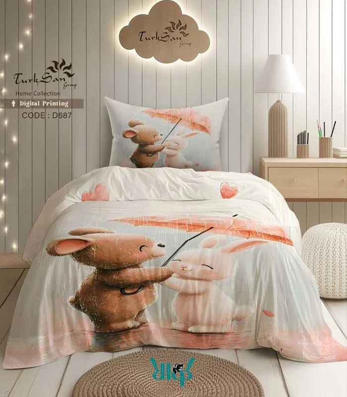 روتختی یک نفره سفید طرح خرگوش کد d687