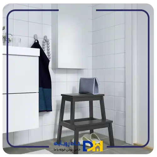 چهارپایه۲پله چوبی مشکی ایکیا BEKVÄM