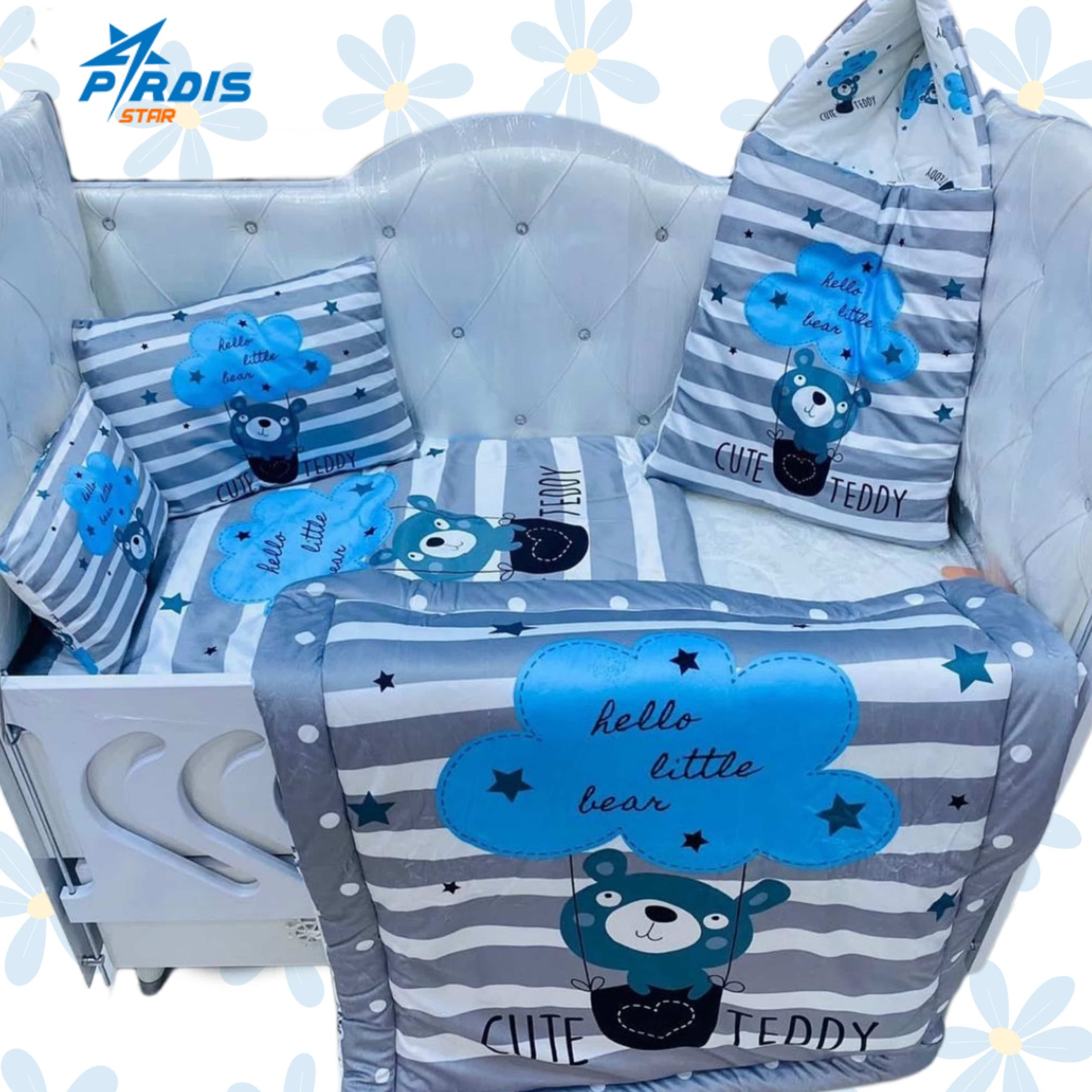 سرویس خواب 5 تکه طرح خرس آبی نوزادی تا کودک بچگانه کد 994