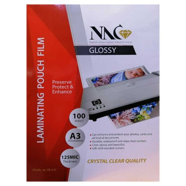 طلق پرس NAC مدل 125 میکرون براق سایز A3 بسته 100 عددی