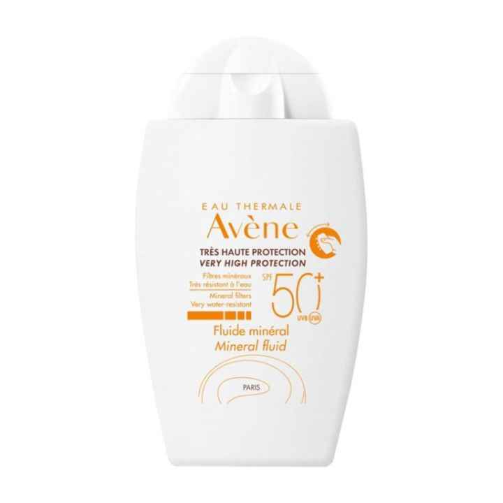 ضد آفتاب مینرال اون مدل فلوئید بی‌رنگ SPF50+ مناسب پوست حساس، بدون عطر، بدون رد سفیدی