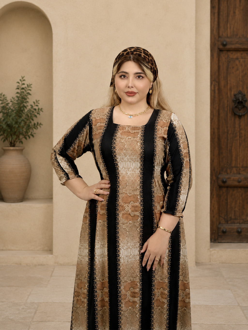 پیراهن ریون کشی طرح لیدا