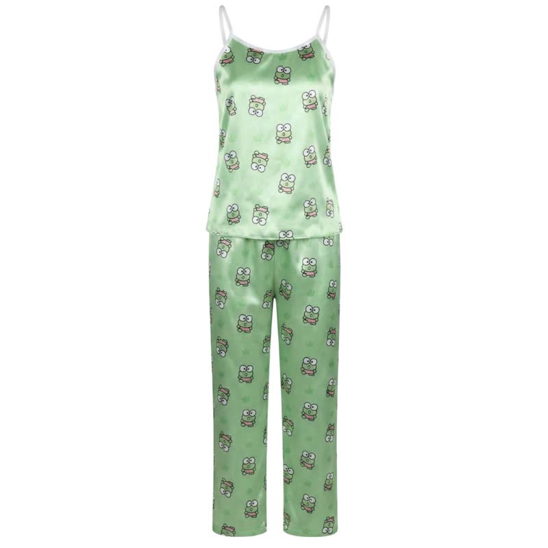 تاپ شلوار ساتن طرحدار frog ویولت کد 1022