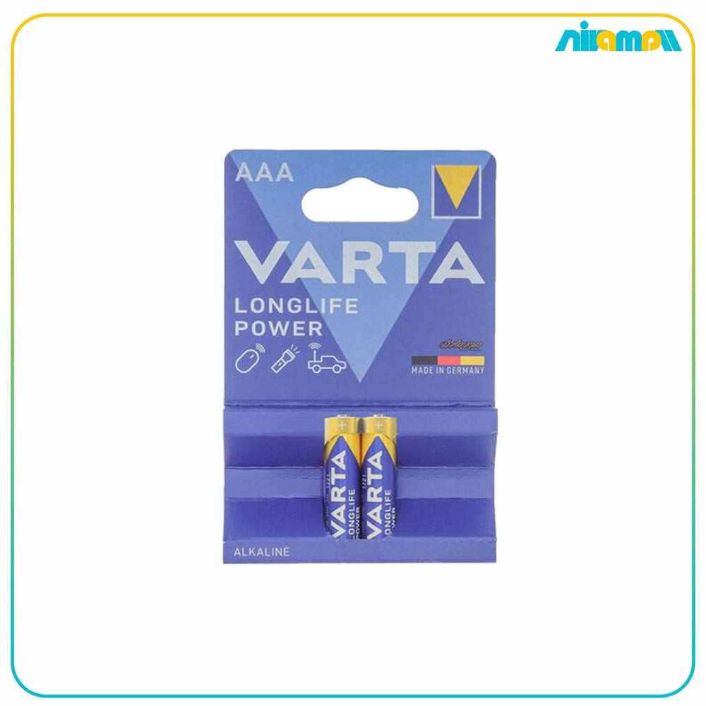 باتری نیم قلمی آبی آلکالاین وارتا Longlife Power بسته 2 عددی