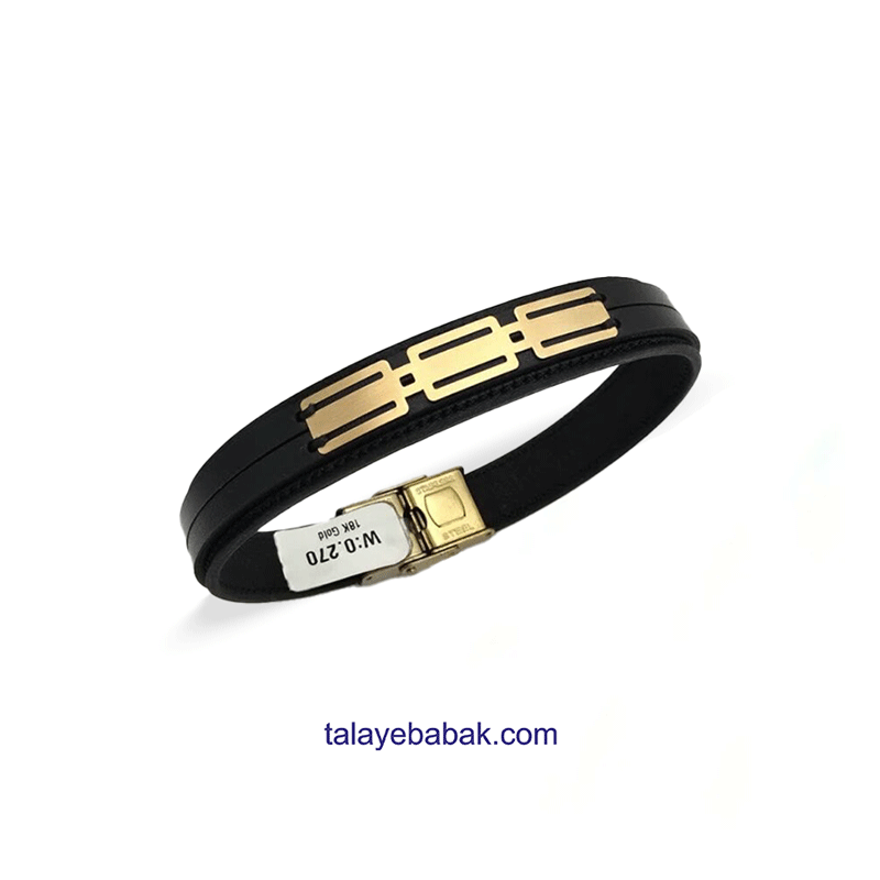 دستبند چرم و طلا DM071