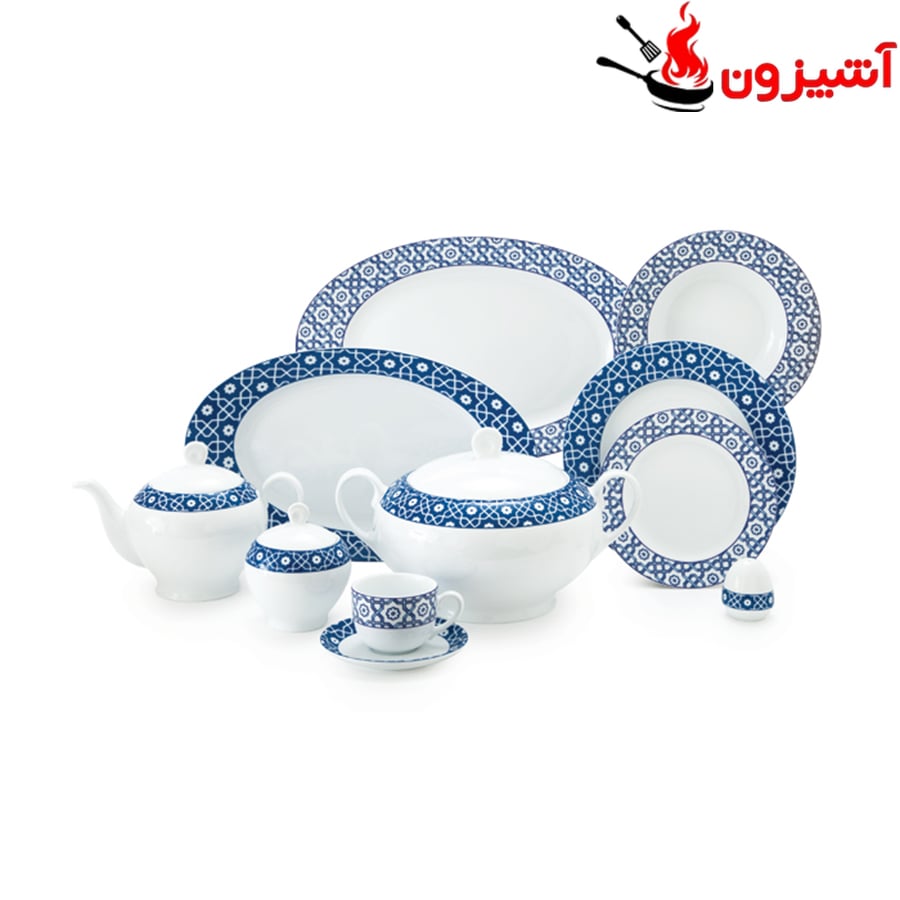 سرویس 102 پارچه 12 نفره طرح میبد سرمه ای