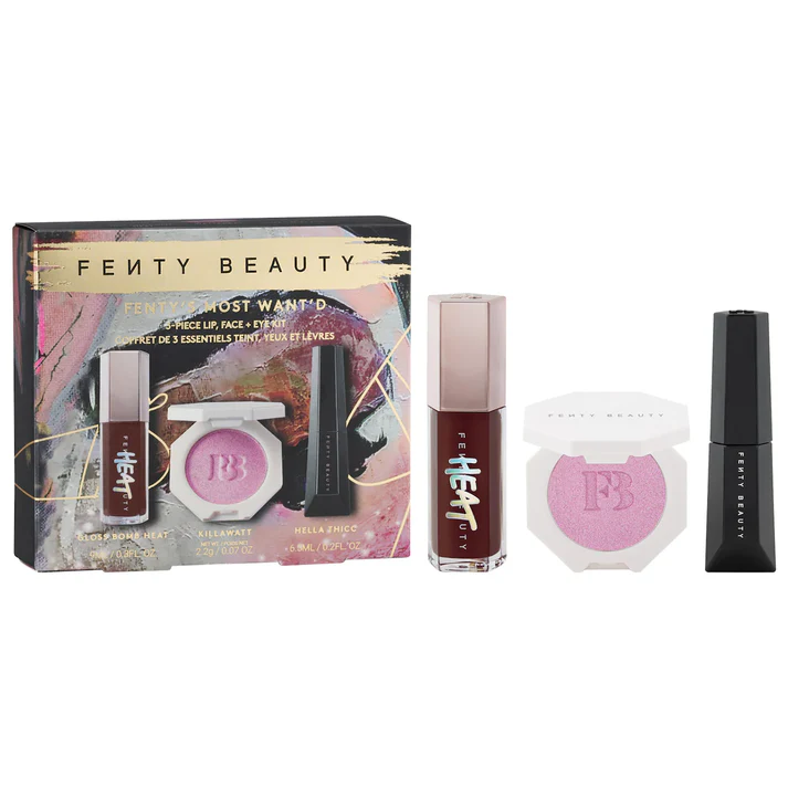 ست آرایشی سه عددی فنتی بیوتی |  Fenty Beauty Fenty's Most Want'd Lip, Face ,Eye Kit