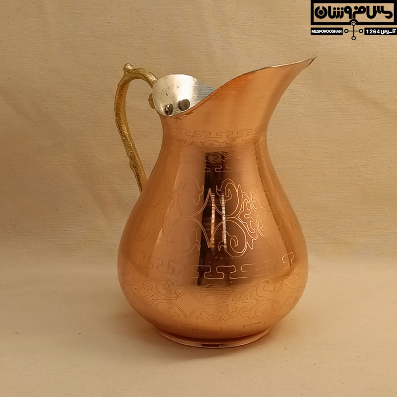پارچ مسی طرحدار نانو دسته برنجی لبه دار | 1/5 لیتر | مدل اردک