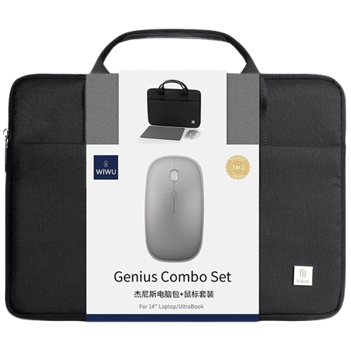 کيف لپ تاپ به همراه ماوس و ماوس پد 14" مدل WIWU Genius Combo Set Laptop Handbag and mouse
