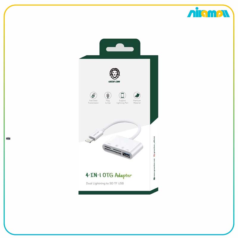 تبدیل 4 کاره گرین لاین مدل OTG ( Dual Lightning to SD TF USB )