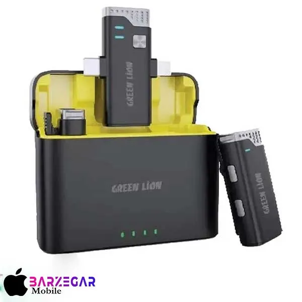 میکروفون یقهای بیسیم گرین لاین مدل Green Lion GN2IN1MIC360D با پورت Type-C و Lightning