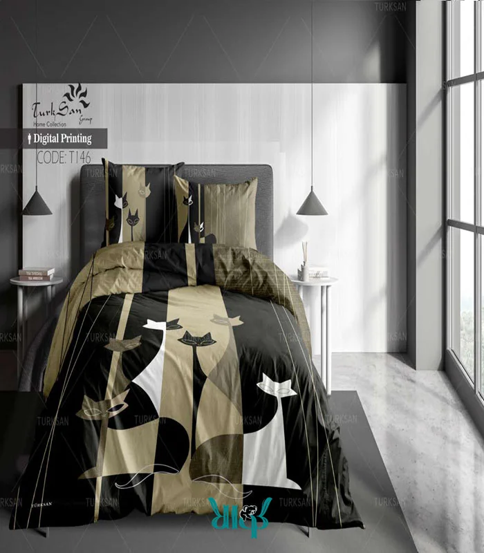 روتختی سبز طرح گربه یک نفره کد T146