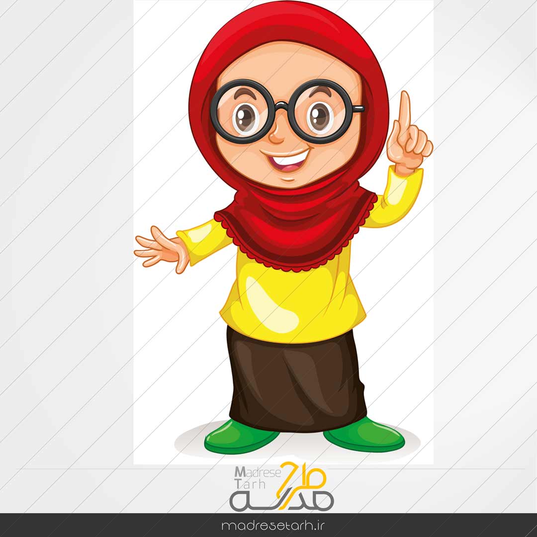 وکتور کاراکتر کارتونی دانش آموز محجبه