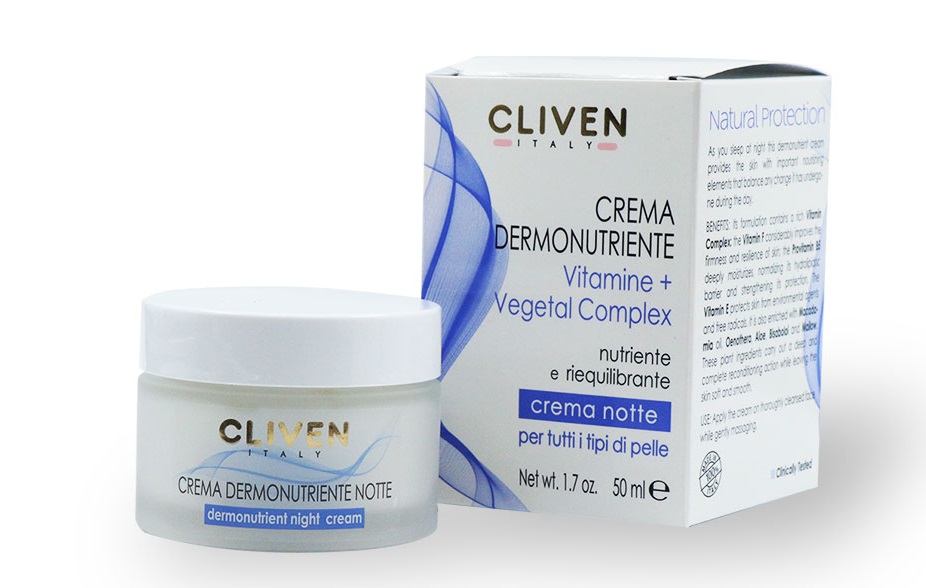 کرم شب ویتامینه و مغذی پوست کلیون Cliven Dermonutrient Night Cream Vitamins + Vegetal Complex