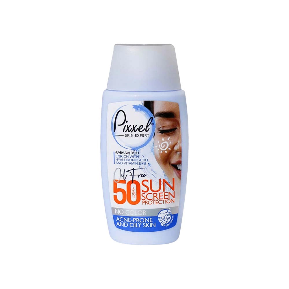 کرم ضد آفتاب بدون رنگ SPF50 پیکسل مناسب پوست چرب و جوشدار حجم 50 میل انقضا1407