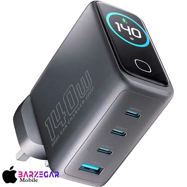 شارژر هوشمند دیواری 140W پاورولوژی Powerology Voltflow GaN Wall Charger PWGAN140W (سه پین)