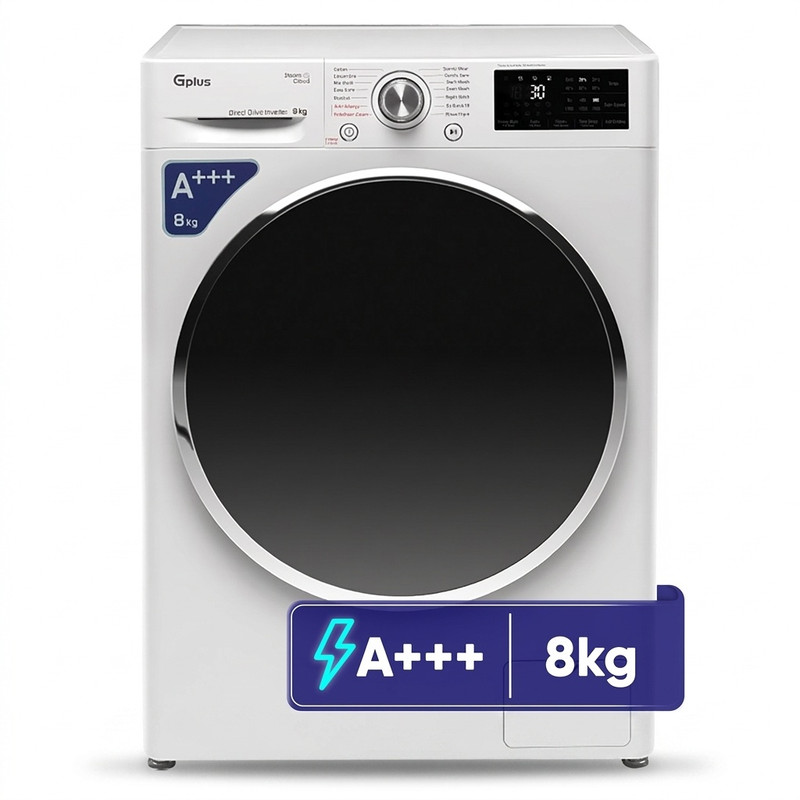 ماشین لباسشویی 8 کیلوگرم اتوماتیک جی پلاس مدل GWM-R808W - سفید