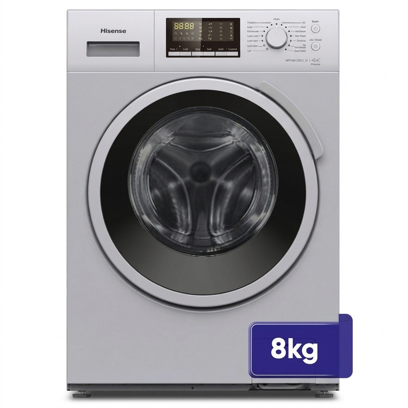 ماشین لباسشویی 8 کیلوگرم اتوماتیک هایسنس مدل WFH8012DS - نقره ای