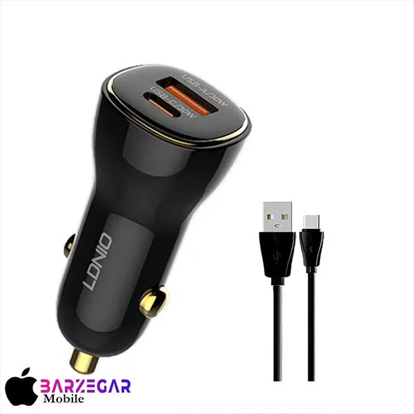شارژر فندکی 60W الدینیو مدل Ldnio C103 + کابل Type-C