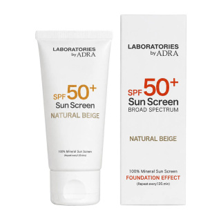 کرم ضد آفتاب spf50 آدرا کرم پودری رنگ بژ طبیعی 65 میل