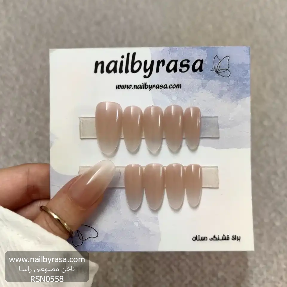 ناخن مصنوعی ژورنالی بیبی بومر با طرح فرنچ بادامی راسا – RSN0558