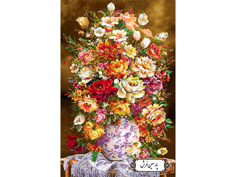 نخ و نقشه تابلو فرش طرح گلدان ستونی - کد NG1625