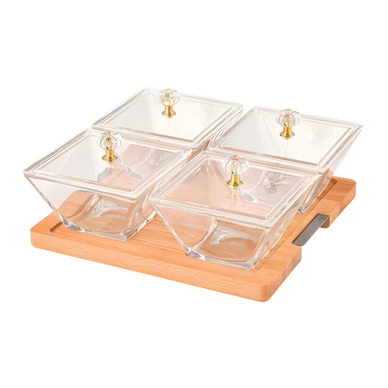 اردوخوری لیمون مدل مربع پایه چوبی کد 2243 مجموعه 4 عددی