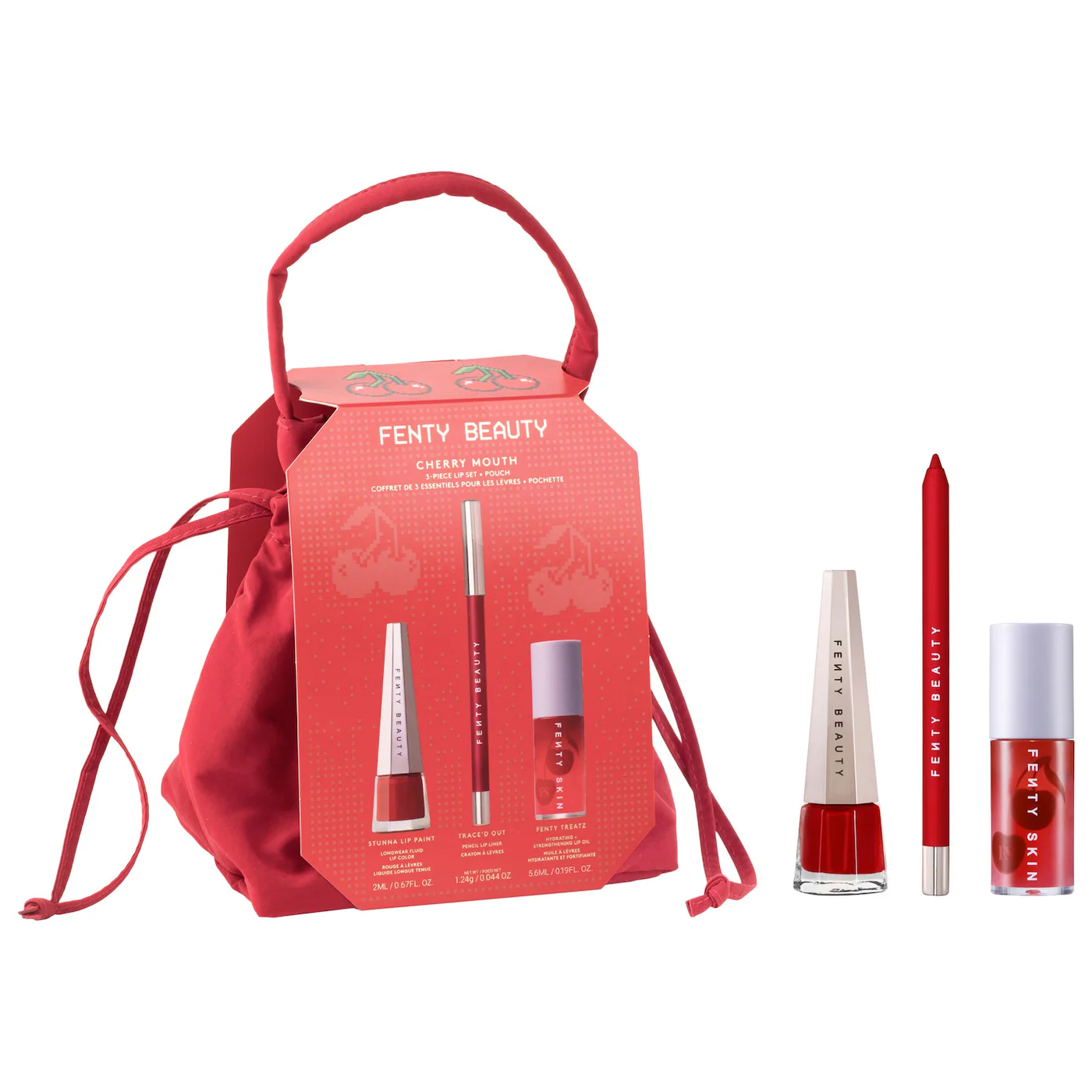 پک لب فنتی بیوتی | Fenty Beauty CHERRY MOUTH 3 PIECE LIP SET POUCH