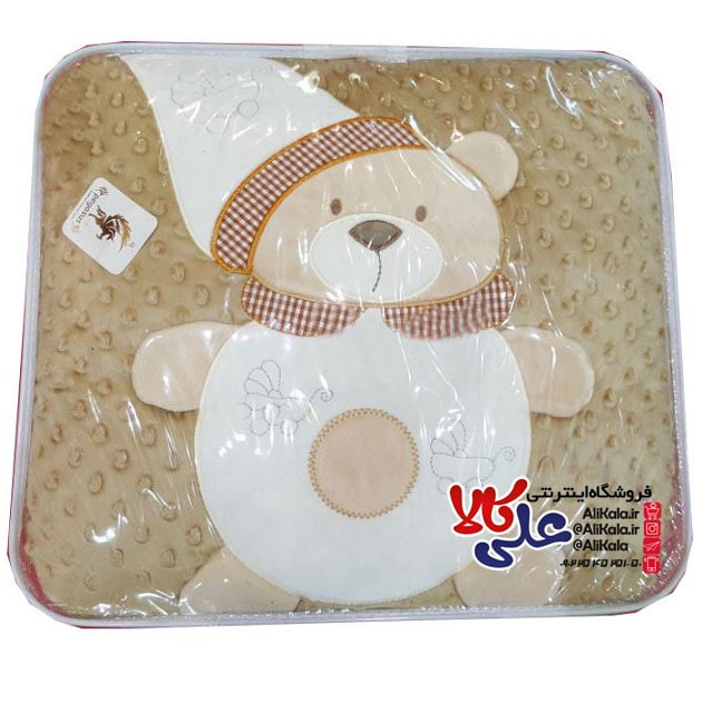 سرویس خواب مخمل پگاسوس همراه با قنداق فرنگی طرح خرس کلاه دار کد 06
