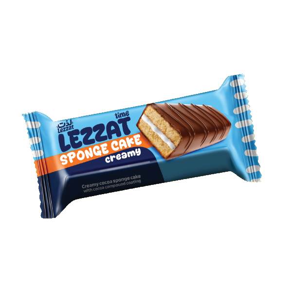 کیک اسفنجی وانیلی کرمدار با روکش کاکائو لذت تایم- 60 گرم