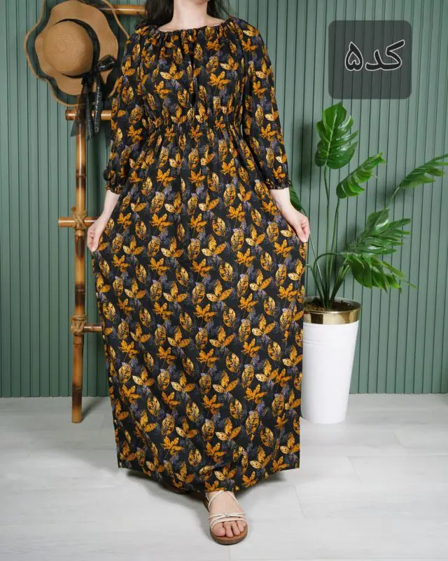 پیراهن ساحلی زنانه نخی U7615 - کد-5