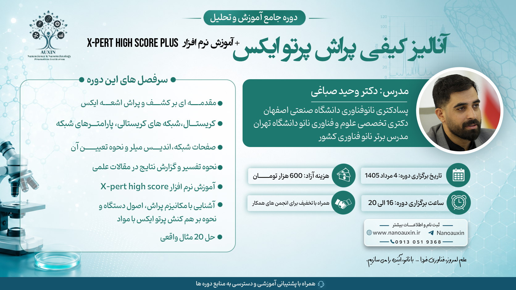 دوره آموزش آنالیز کیفیXRD با نرمافزار X'Pert HighScore Plus