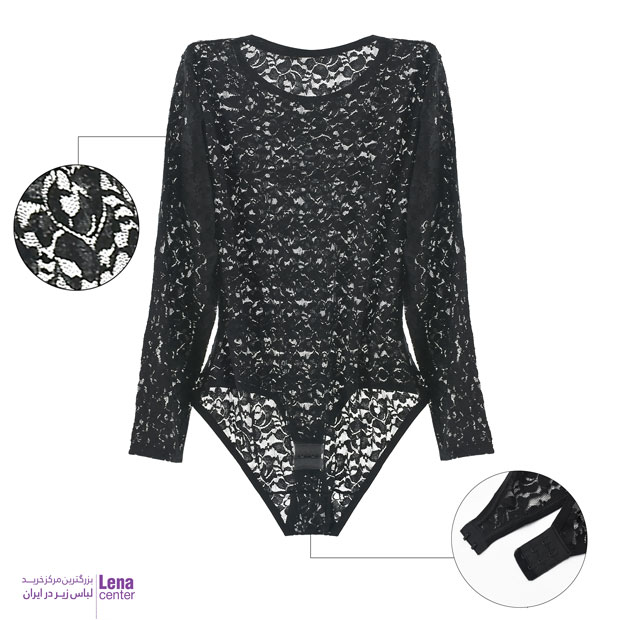 بادی  سرهمی زنانه دانتل مشکی 2XL
