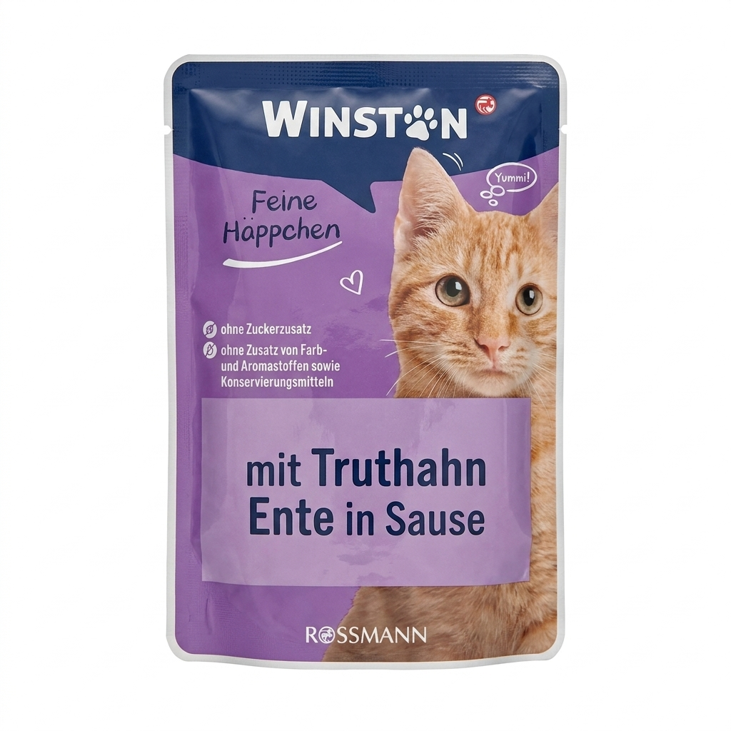 پوچ گربه وینستون (WINSTON) طعم بوقلمون و اردک در سس 100 گرم