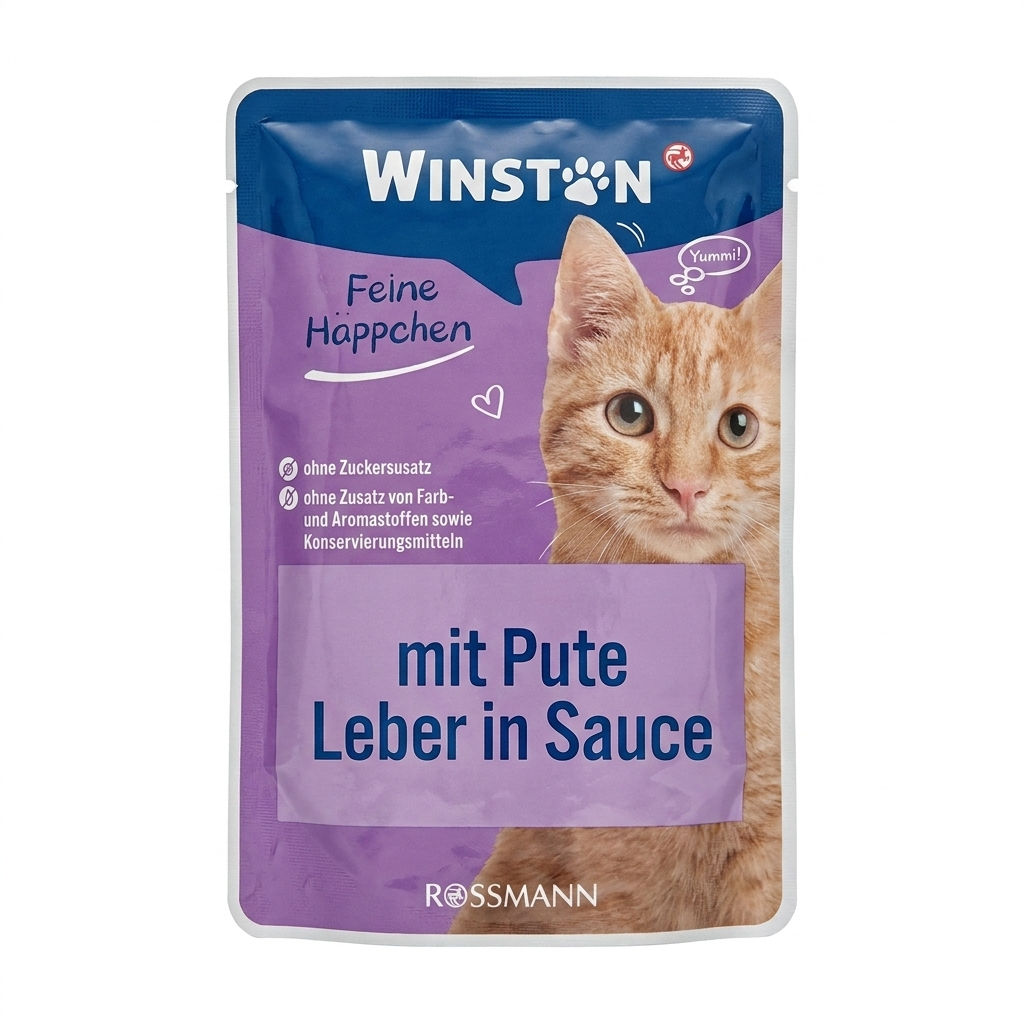 پوچ گربه وینستون (WINSTON) طعم بوقلمون و جگر در سس 100 گرم