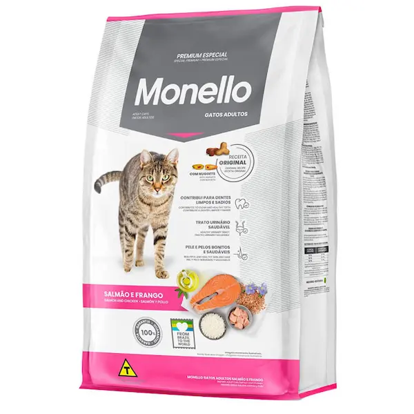 غذا خشک گربه مونلو (MONELLO) میکس طعم سالمون و مرغ نیم کیلوگرم فله