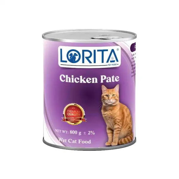 کنسرو گربه لوریتا (LORITA)  پته طعم مرغ 800 گرم