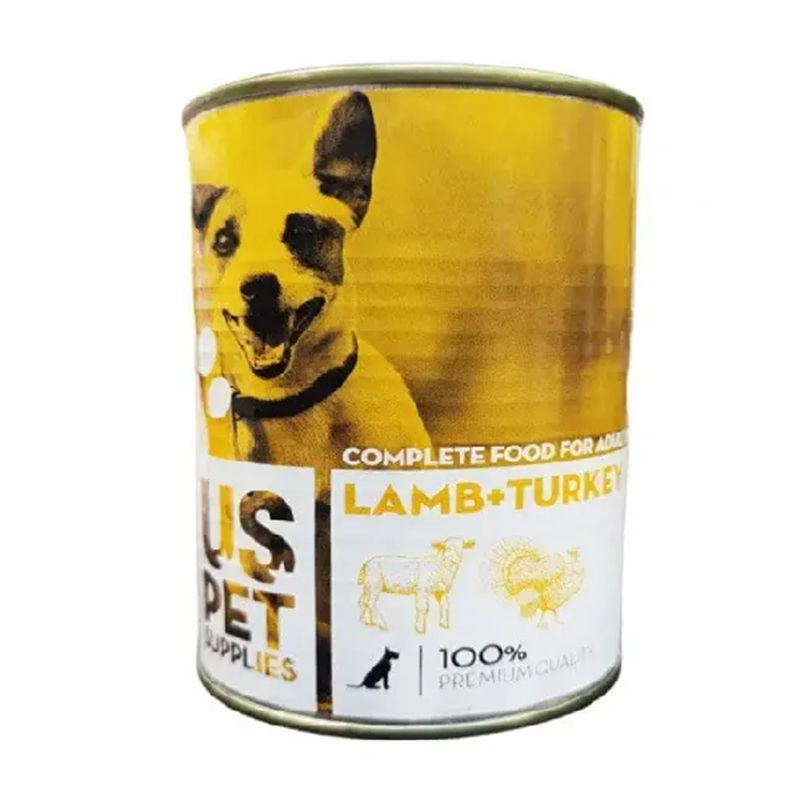 کنسرو نچرال سگ یو اس پت (US PET) طعم بره و بوقلمون 400 گرم
