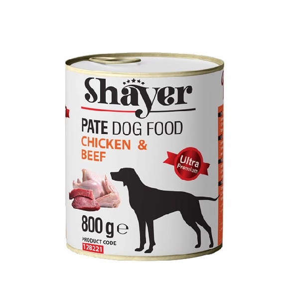 کنسرو سگ شایر (SHAYER) پته مرغ و بیف 800 گرم