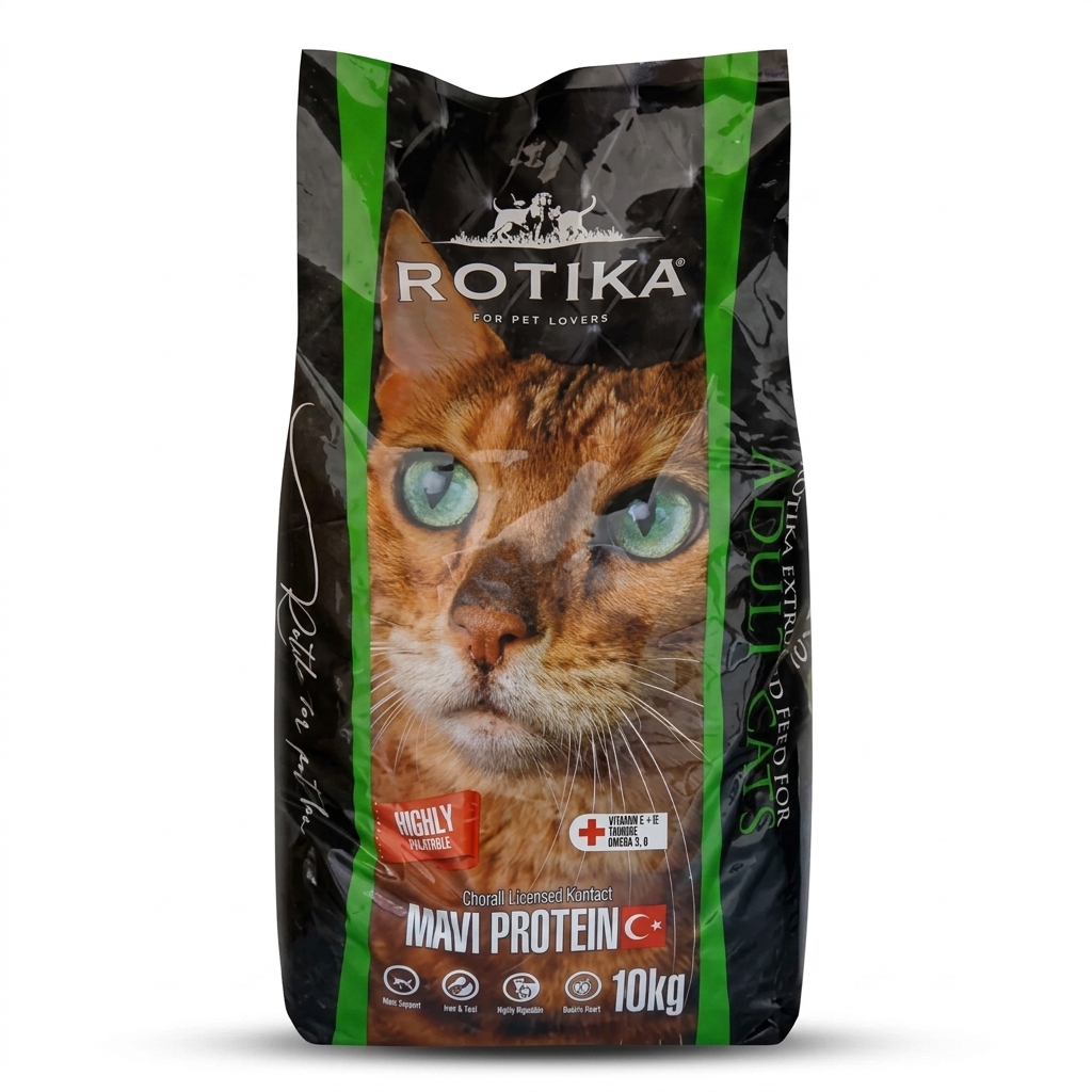 غذا خشک گربه بالغ روتیکا (ROTIKA) ادالت طعم مرغ و گوشت و ماهی نیم کیلوگرم فله