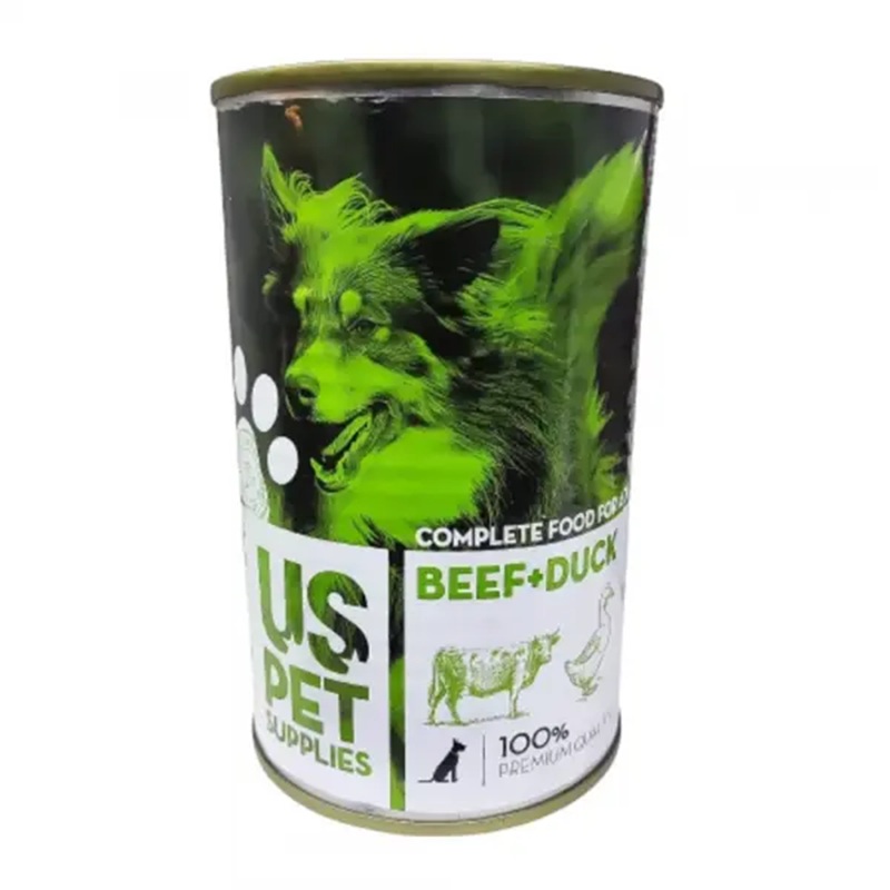 کنسرو نچرال سگ یو اس پت (US PET) طعم گوساله و اردک 400 گرم