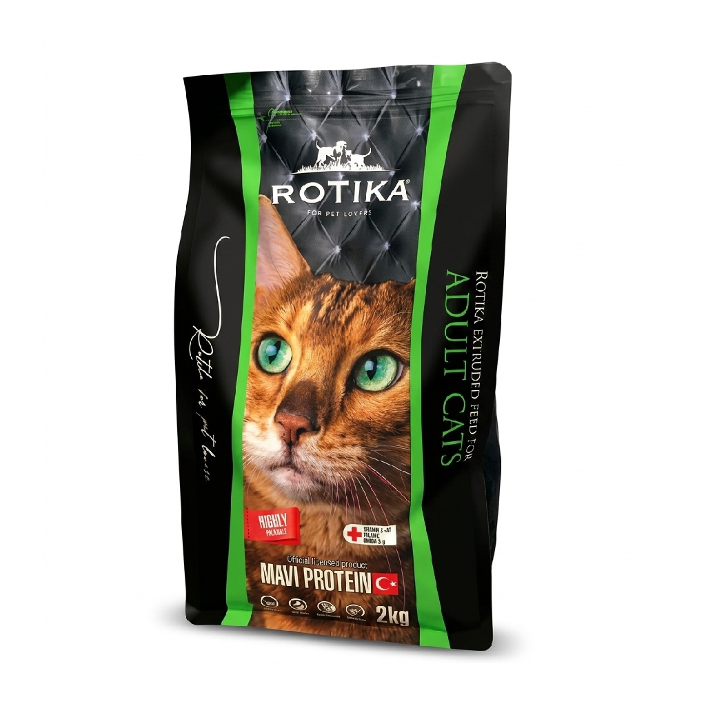 غذا خشک گربه بالغ روتیکا (ROTIKA) ادالت طعم مرغ و گوشت و ماهی 2 کیلوگرم بسته‌بندی اورجینال