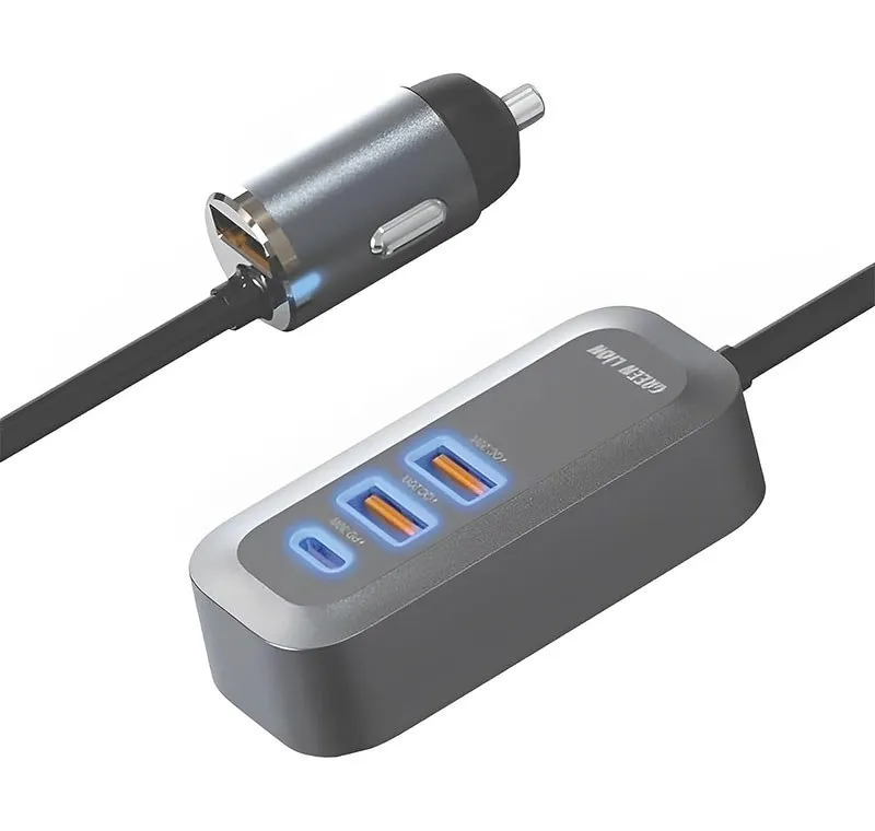 شارژر فندکی گرین لاین Green Lion Triple QC and PD Car Charger GN100WPDQCBK توان ۱۰۰ وات