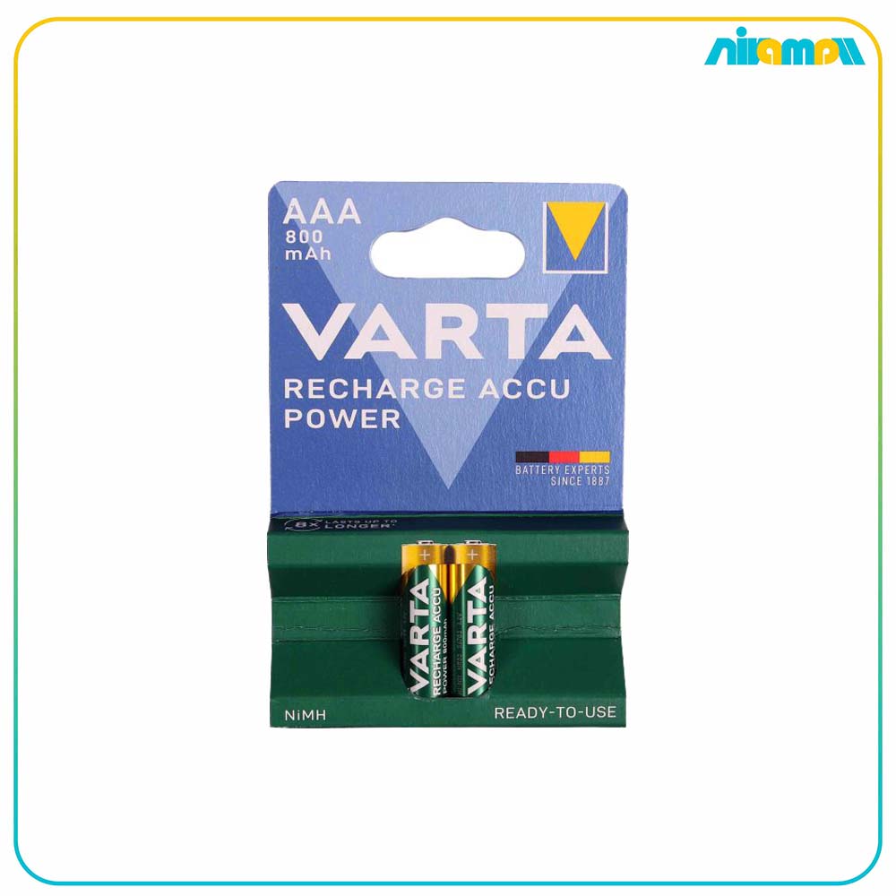 باتری نیم قلمی شارژی وارتا 800mAh بسته 2 عددی