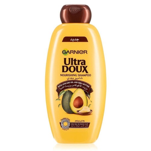 شامپو مغذی آووکادو گارنیر GARNIER مدل ULTRA DOUX حجم 400 میل نرم کننده و براق کننده Garnier Ultra Doux Huile Avocado Oil & Shea Butter Shampoo