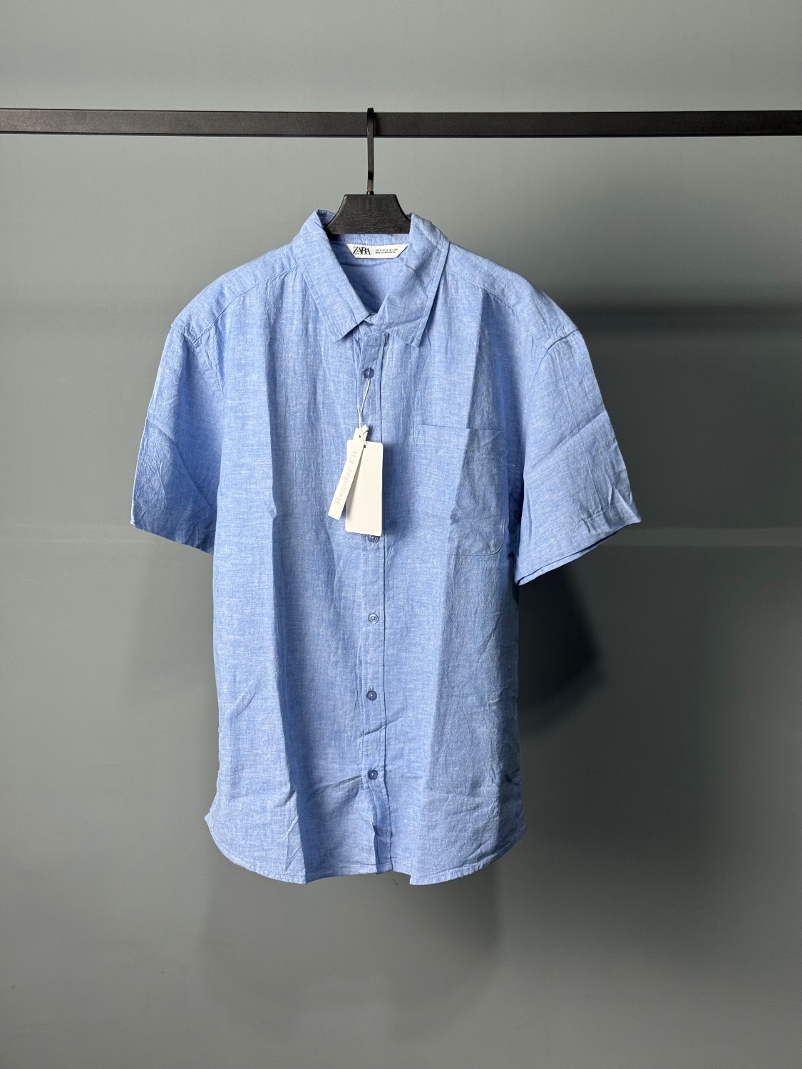 پیراهن لینن اورجینال مردانه برند (ZARA) کد 0159 - 2XL, آبی تیره