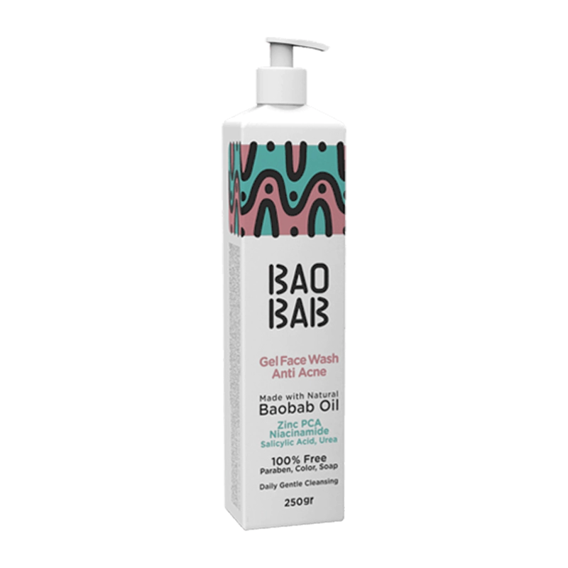 ژل شستشوی صورت باوباب BAOBAB مدل anti acne مناسب پوست های دارای جوش و حساس باوباب BAOBAB حجم 250 میل